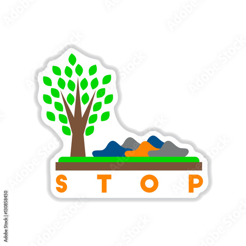 paper sticker on white background stop environmental pollution 