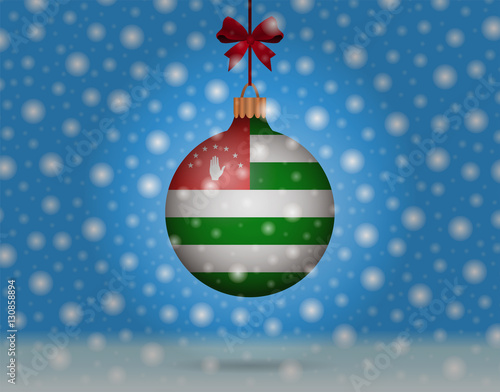 snowfall and snowball with flag of abkhazia