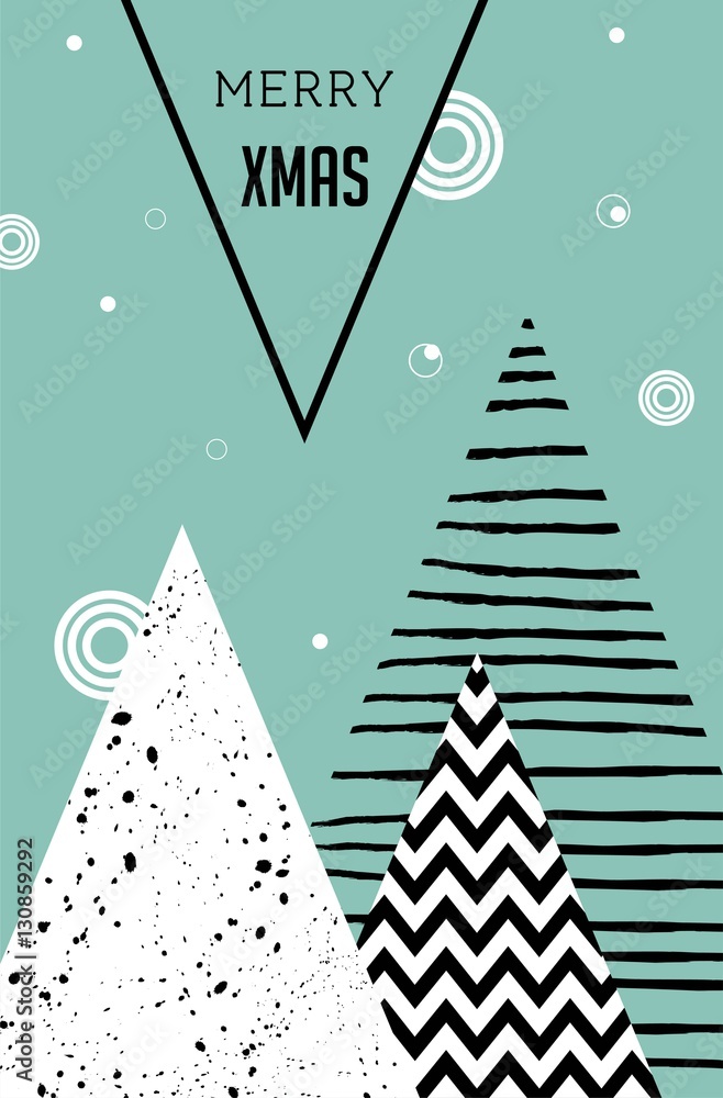 Plakat Wesołych Świąt, geometryczne streszczenie tło, plakat, motyw i skandynawski styl