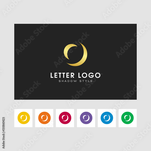 O shadow letter logo. gold color and some other colors