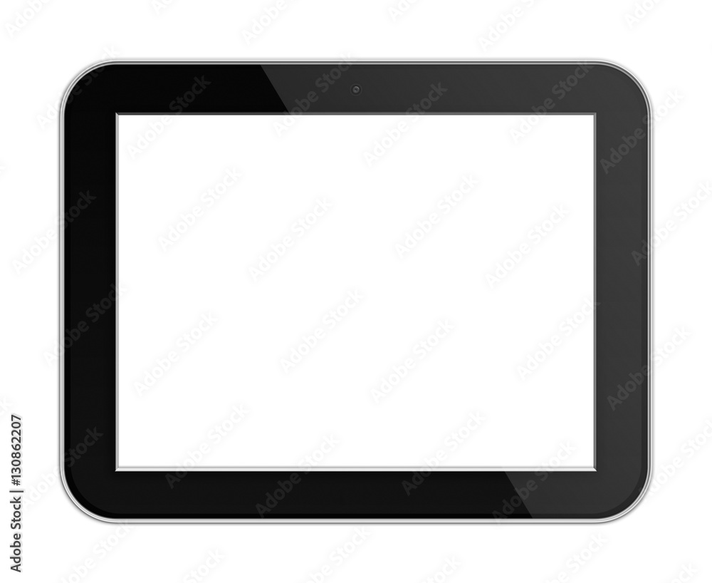 Mobile Tablet PC with Blank Screen Isolated on White Background. 3D illustration.