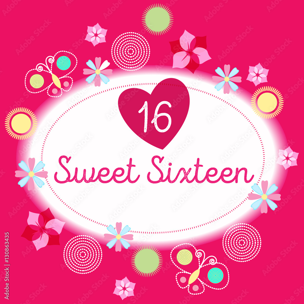 sweet sixteen birthday poster or card design
