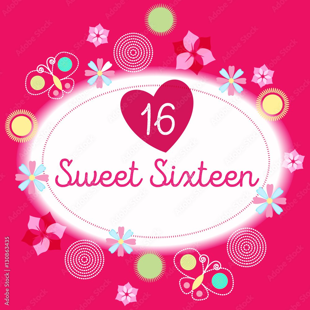 sweet sixteen birthday poster or card design Adobe