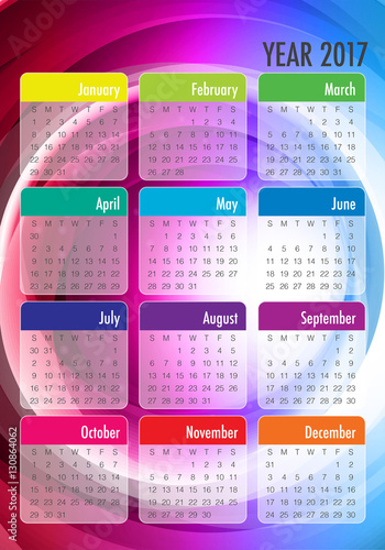 Year 2017 Calendar vector design template