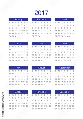 Year 2017 Calendar vector design template