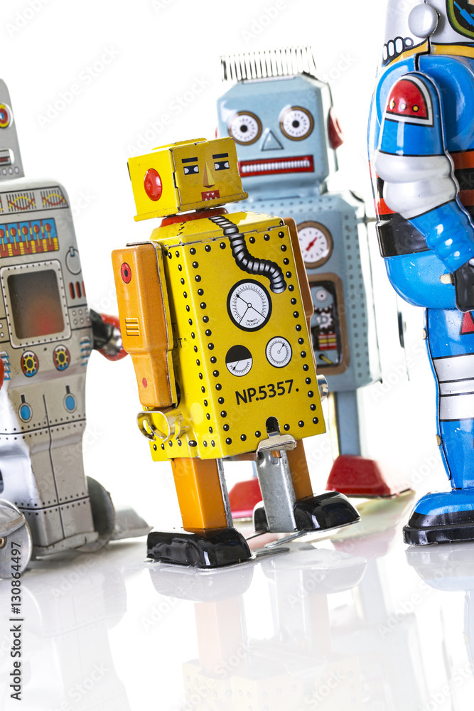 Fototapeta premium Retro Tin Clockwork Robots