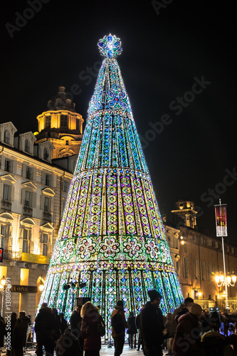 Christmas tree in Turin, Italy photo