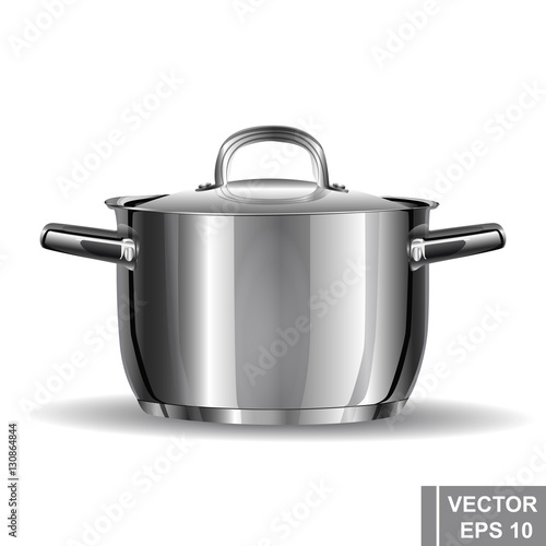 Metal pan realistic. Preparation wholesome food. Cooking. Kitchen tools.