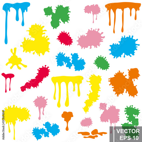 A set of colored ink blots. Spot. Negligence. For your design.