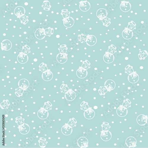 snowman pattern with snowfall