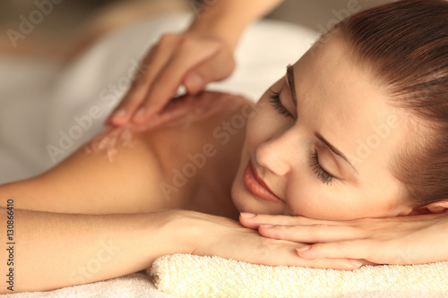 Spa concept. Hand applying ...