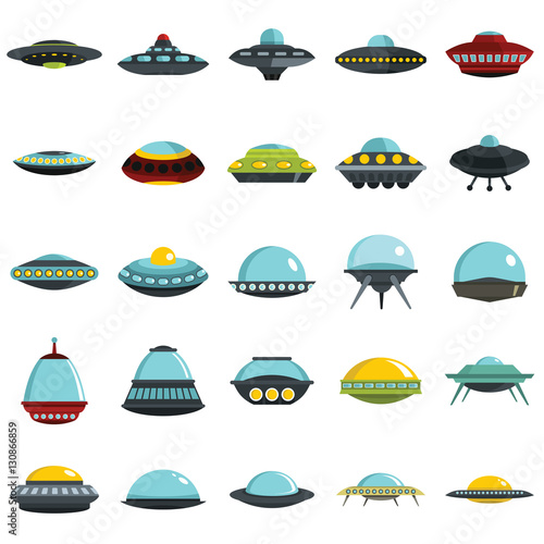 Alien spaceship  spacecrafts and ufo vector set