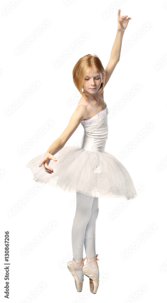 Young beautiful ballerina dancer posing on white background Young beautiful ballerina dancer posing on white background
