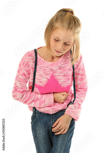 Upset girl with stomachache...