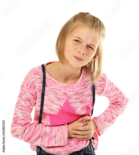 Upset girl with stomachache...