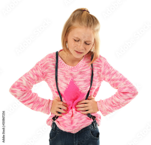 Upset girl with stomachache...