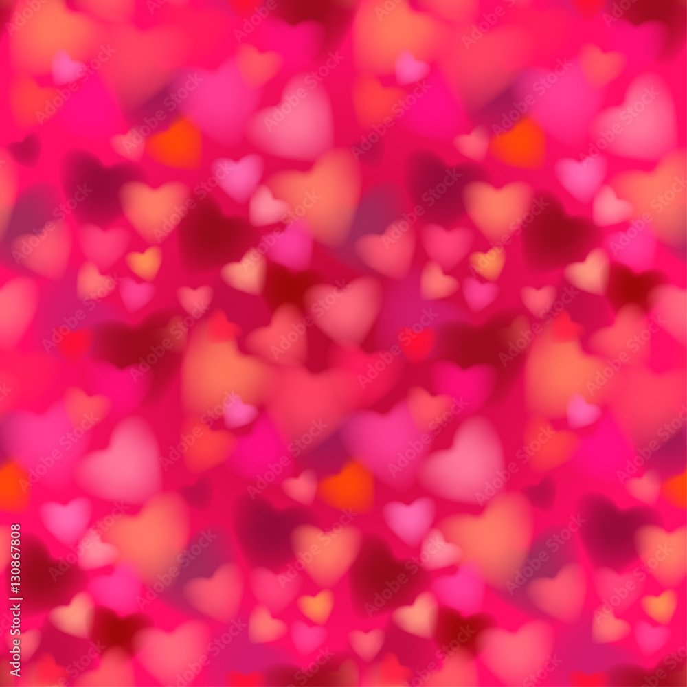 Seamless soft red blurred background with hearts. Vector illustration EPS10. Seamless soft red blurred background with hearts. Vector illustration EPS10.