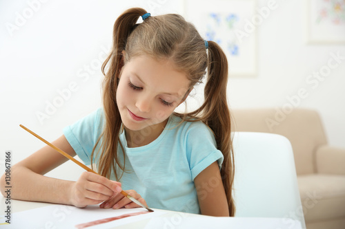 Cute girl painting picture ...