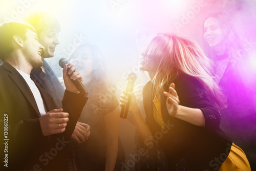 Group friends friendship party karaoke club