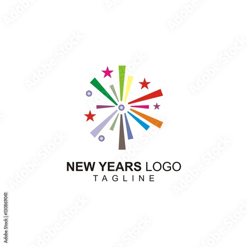 Fireworks New Year Vector Logo
