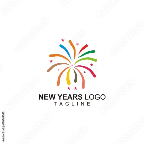 Fireworks New Year Vector Logo