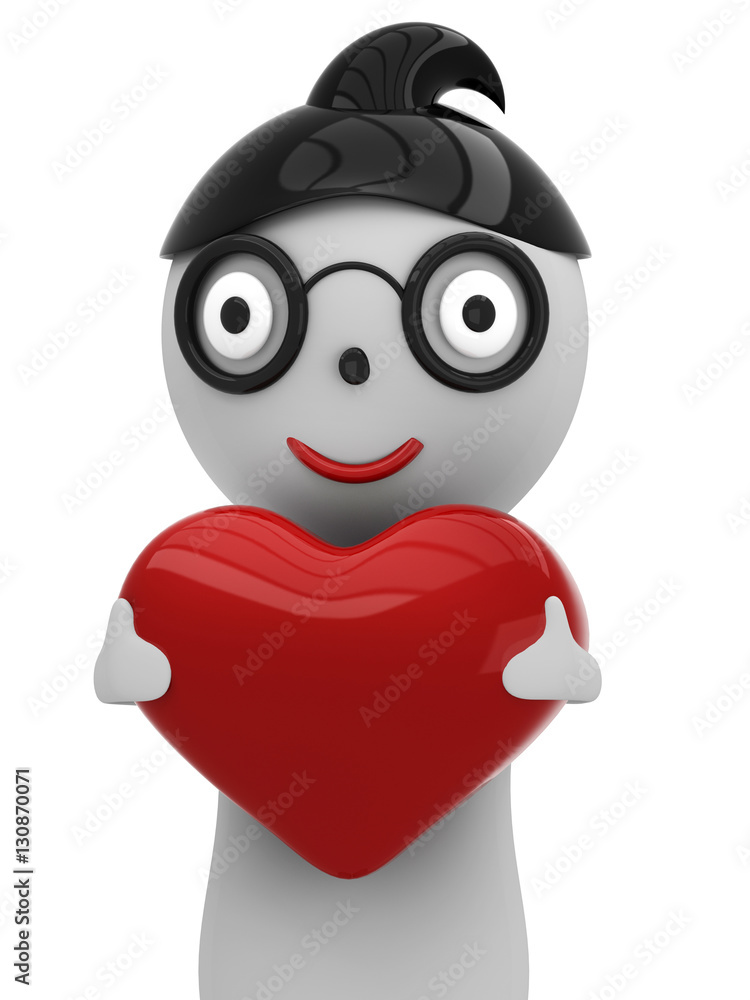 Fototapeta premium 3d human in love with 3d red heart