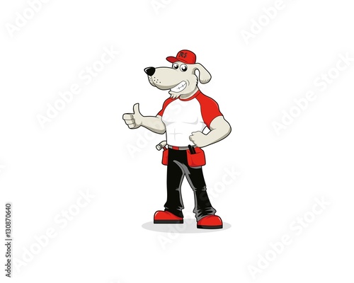 dog handyman worker cartoon character