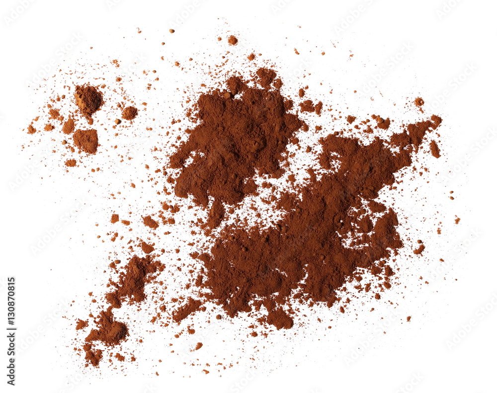 pile cocoa powder isolated on white background pile cocoa powder isolated on white background