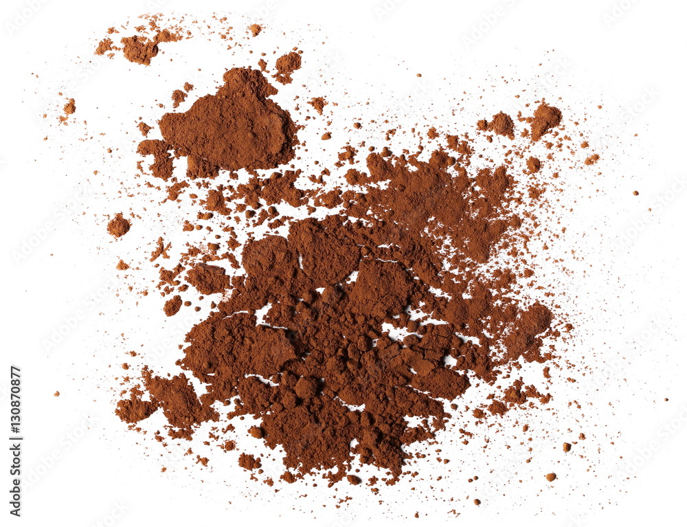 pile cocoa powder isolated on white background pile cocoa powder isolated on white background