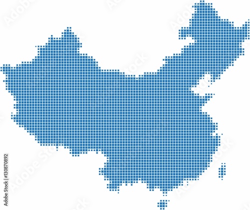 Blue square shape China and Taiwan map on white background, vector illustration.