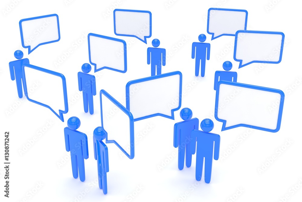 people with talk bubbles isolated over a white background. 3d rendering. people with talk bubbles isolated over a white background. 3d rendering.