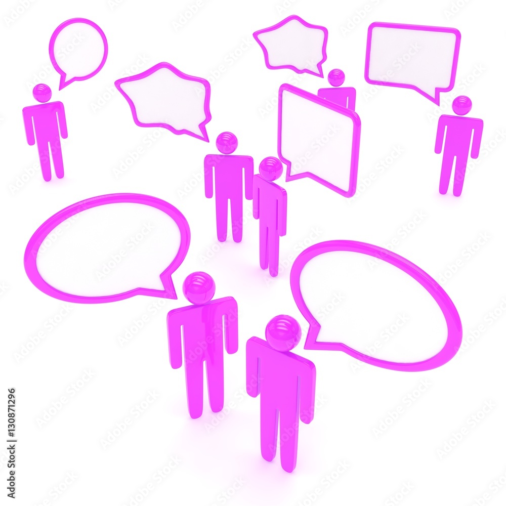 people with talk bubbles isolated over a white background. 3d rendering. people with talk bubbles isolated over a white background. 3d rendering.