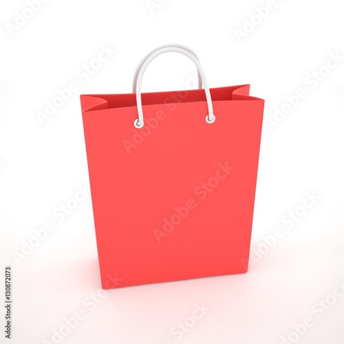 Paper Shopping Bag isolated on white background. 3d rendering.