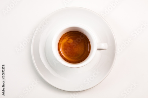 top view a cup of espresso coffee