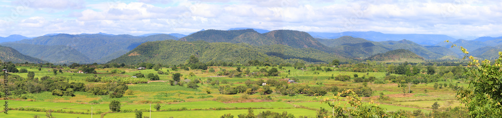 Panoramic photo of valley landscape