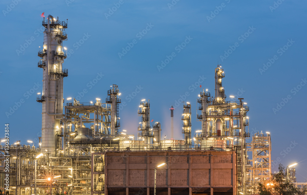 Oil Refinery factory Petroleum at night
