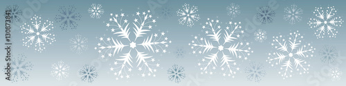 Bannière. Décor flocons de neige, glace, cristaux, Noël