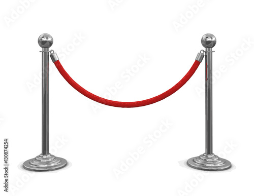 Chrome Stanchions with rope. Image with clipping path