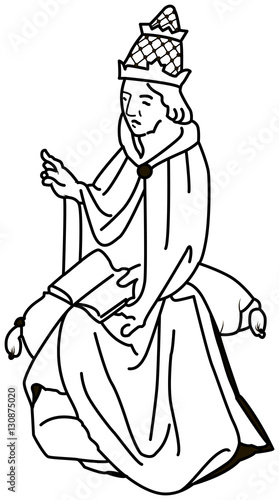 Black and white illustration of a Catholic pope Boniface VIII.