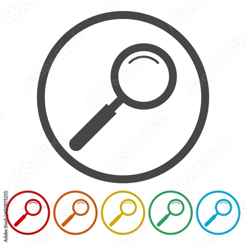 Magnifying glass, Search Icons set 