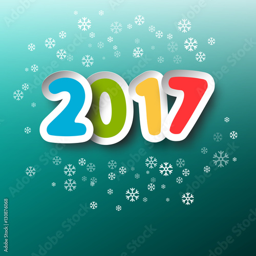 2017 Year. Colorful Vector Paper Cut Title.