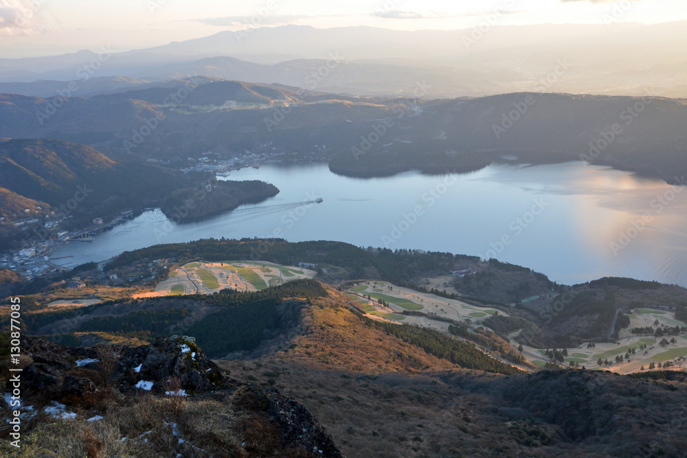 Atmosphere around Lake Ashi, Japan. View from Hakone mountain.