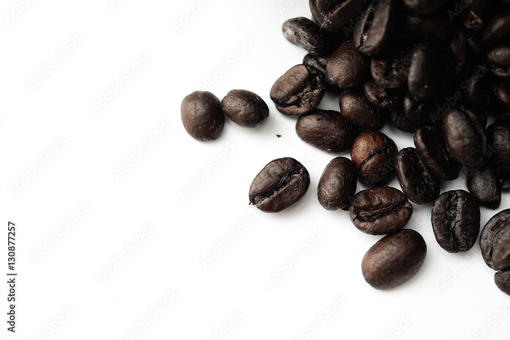 Old coffee beans with copy space