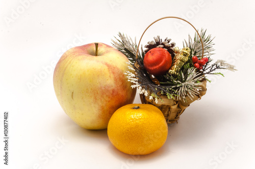 Christmas basket isolated on white background