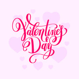 Valentine's Day handwritten love lettering to greeting card, pos