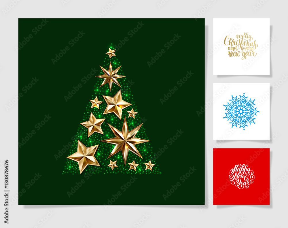 Naklejka premium set of christmas decoration background, snowflake and handwritte