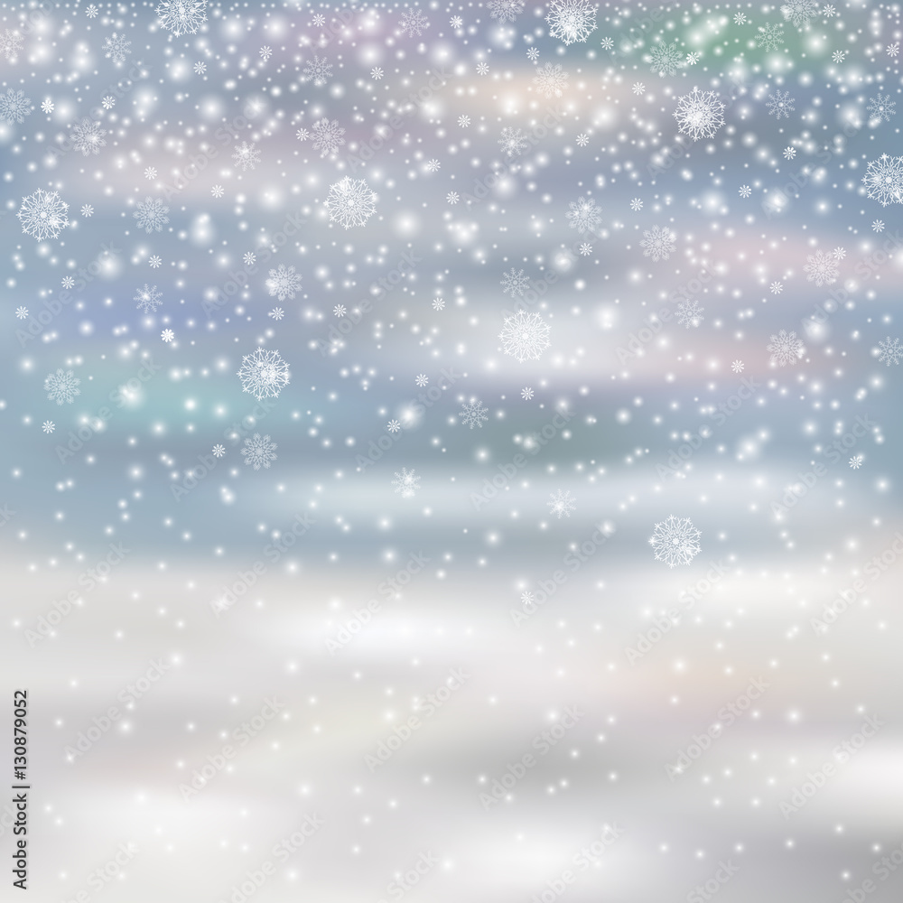 falling christmas decoration snow isolated on blured background,
