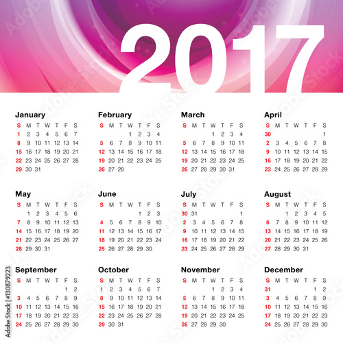 Year 2017 Calendar vector design template