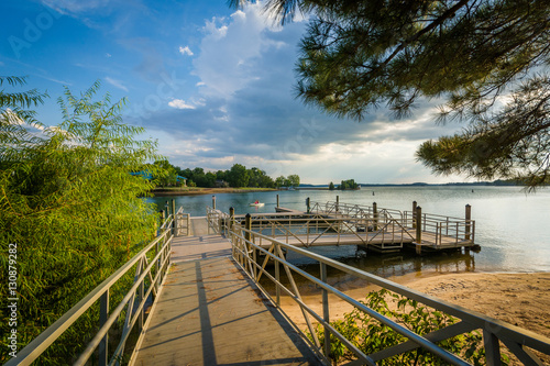 Docks on the shore of Lake Norman, at Ramsey Creek Park, in Corn