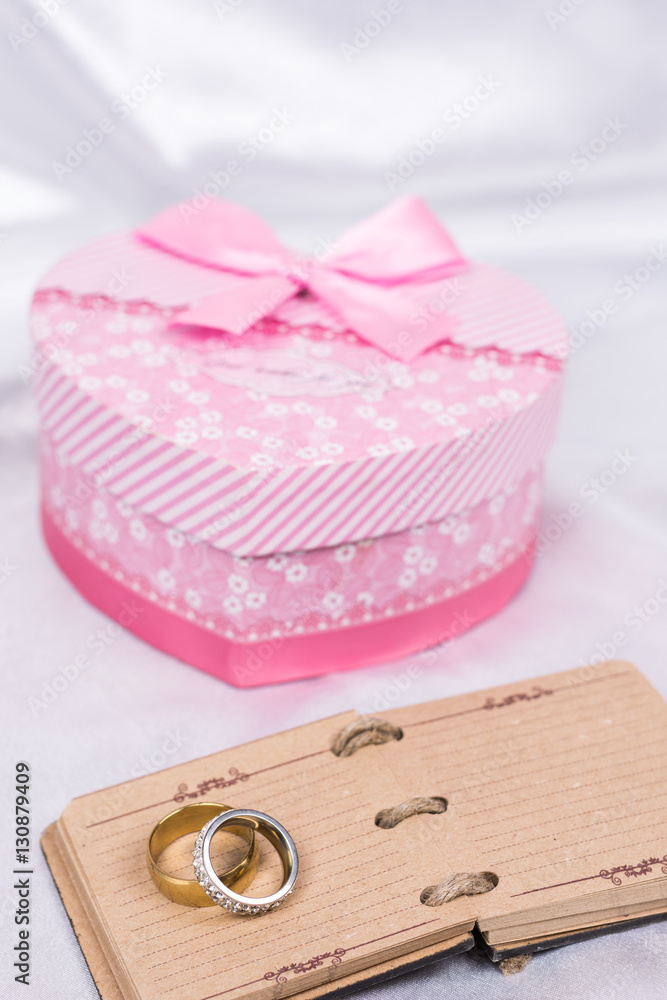 Pink heart shaped gift box wedding ring Pink heart shaped gift box wedding ring